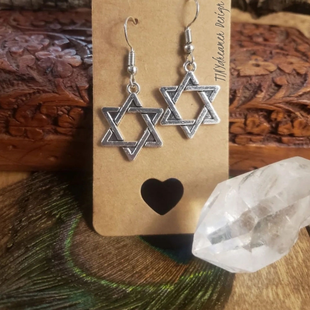 Hanukkah Silver STAR of David earrings Jewish Star of David Jewelry Gift idea